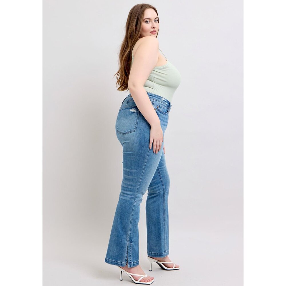 NWT🔥 Judy Blue Side Slit Tummy Control High Waist Jeans,  Bootcut, Vintage Wash